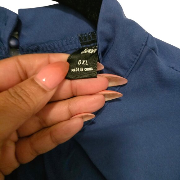 SHEIN Blue Pleated Long Sleeve Blouse – 0XL - Picture 3 of 6